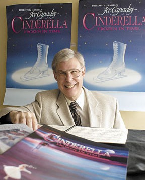 Canadian composer Michael Conway Baker with his score