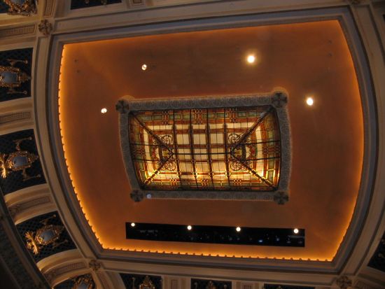 The stained glass skylight in Pantages Theatre
